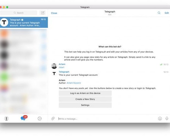 В Telegram появился бот для работы с сервисом публикаций Telegraph